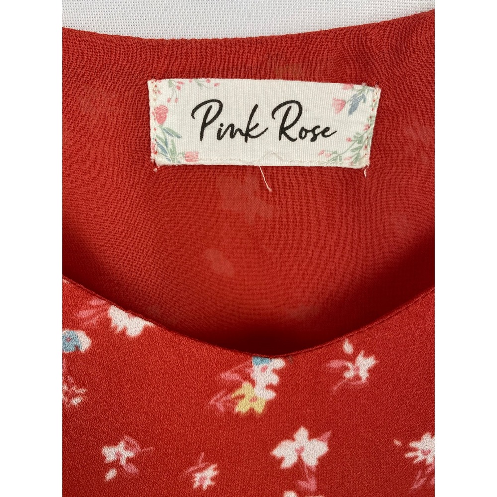 Pink Rose Floral Cami Tank Women Medium Cottagecore Soft Girl Summer - Picture 2 of 5
